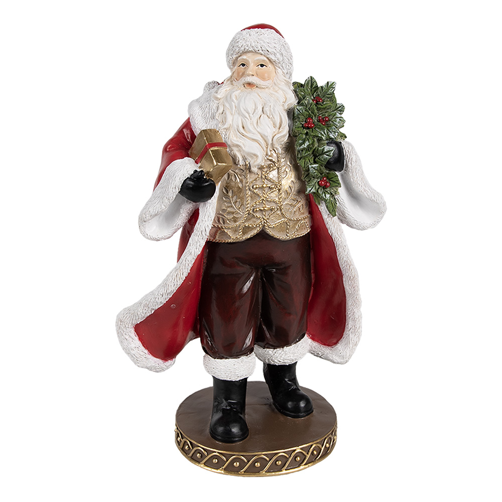 Clayre & Eef   | Kerstdecoratie Kerstman Rood Bruin 13x10x23 cm | 6PR4278