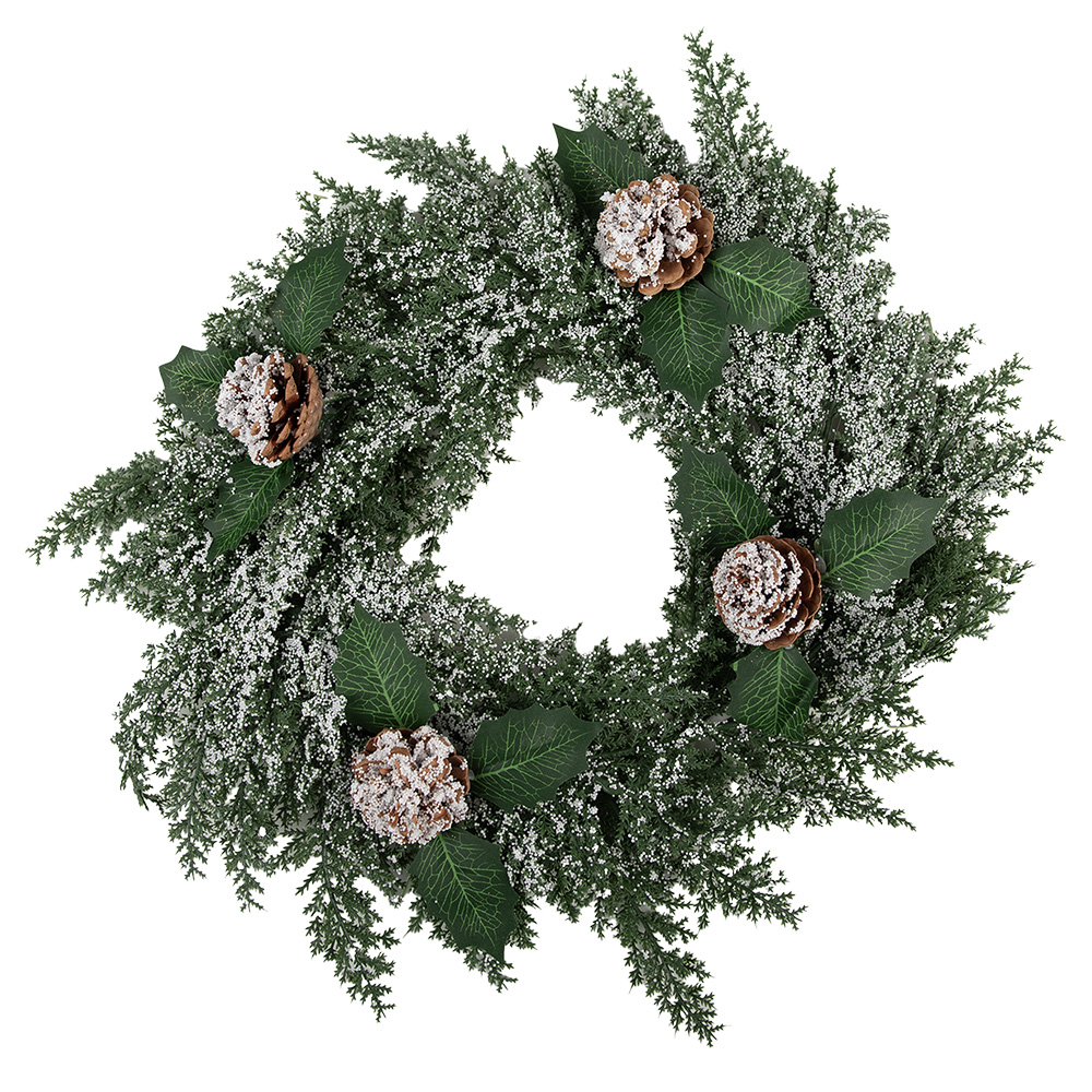 Clayre & Eef   | Kerstdecoratie Krans Groen Wit ø 40x5 cm | 65776