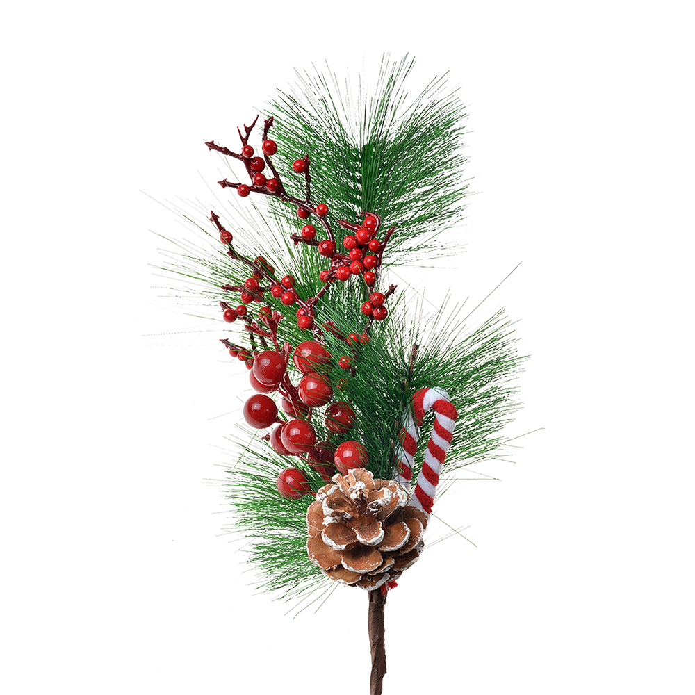 Clayre & Eef   | Kerstdecoratie Tak Rood Groen 12x9x39 cm | 65844