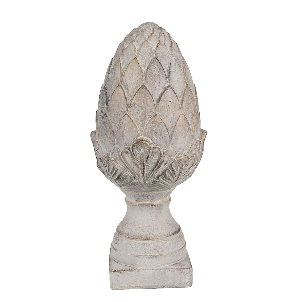 Clayre & Eef   | Decoratie Beeld Dennenappel Grijs ø 17x39 cm | 6TE0545L