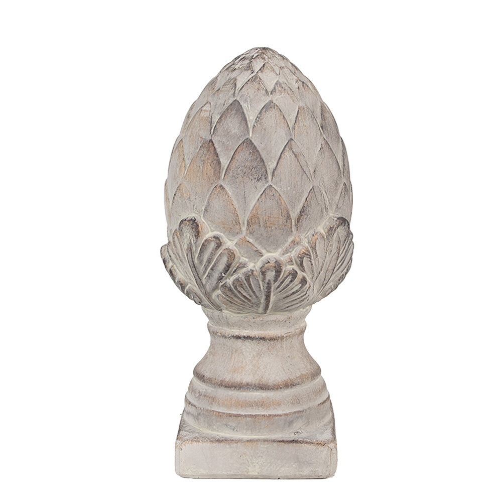 Clayre & Eef   | Decoratie Beeld Dennenappel Grijs ø 12x26 cm | 6TE0545S