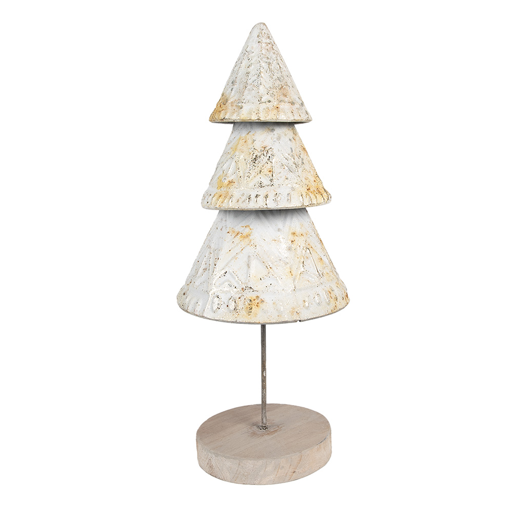 Clayre & Eef   | Kerstdecoratie Kerstboom Wit Bruin ø 12x32 cm | 65868