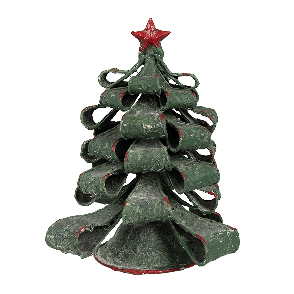 Clayre & Eef   | Kerstdecoratie Kerstboom Groen Rood ø 21x24 cm | 65870