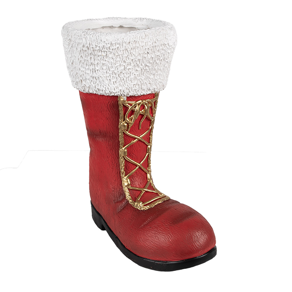 Clayre & Eef   | Kerstdecoratie Laars Rood Wit 32x19x36 cm | 6MG0048