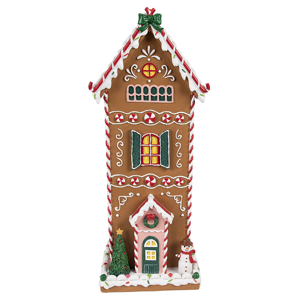 Clayre & Eef   | Decoratie Huis Bruin Wit 17x14x40 cm | 6PR4250