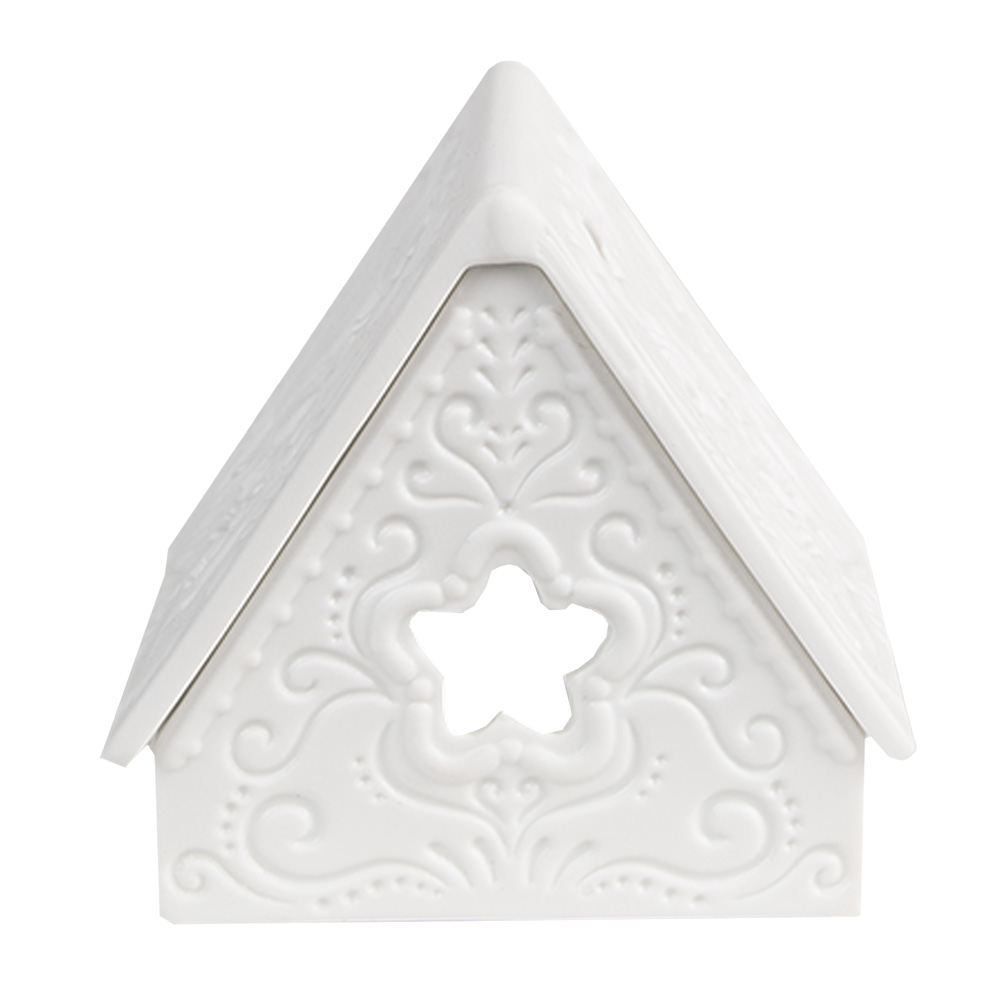 Clayre & Eef   | Theelichthouder Kerst Huisje Wit 8x8x8 cm | 6CE1741