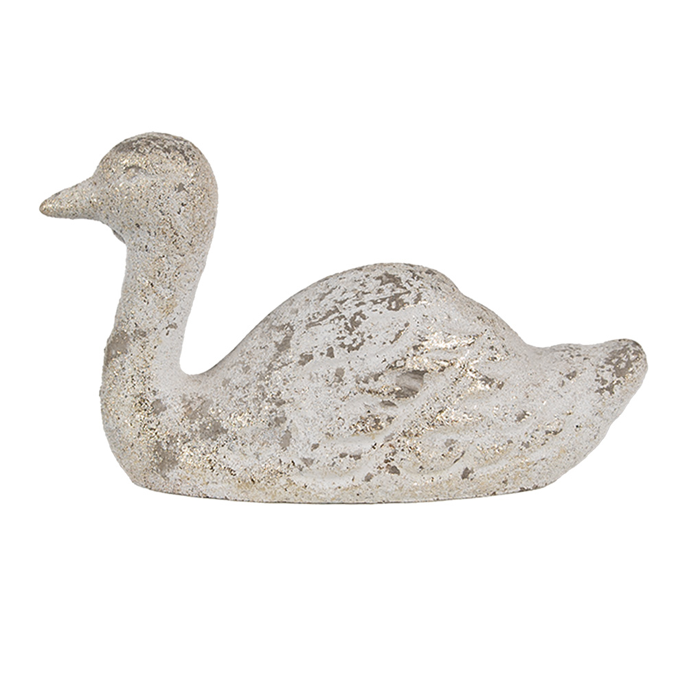 Clayre & Eef   | Decoratie beeld Eend Wit Goudkleurig 15x5x9 cm | 6TE0547