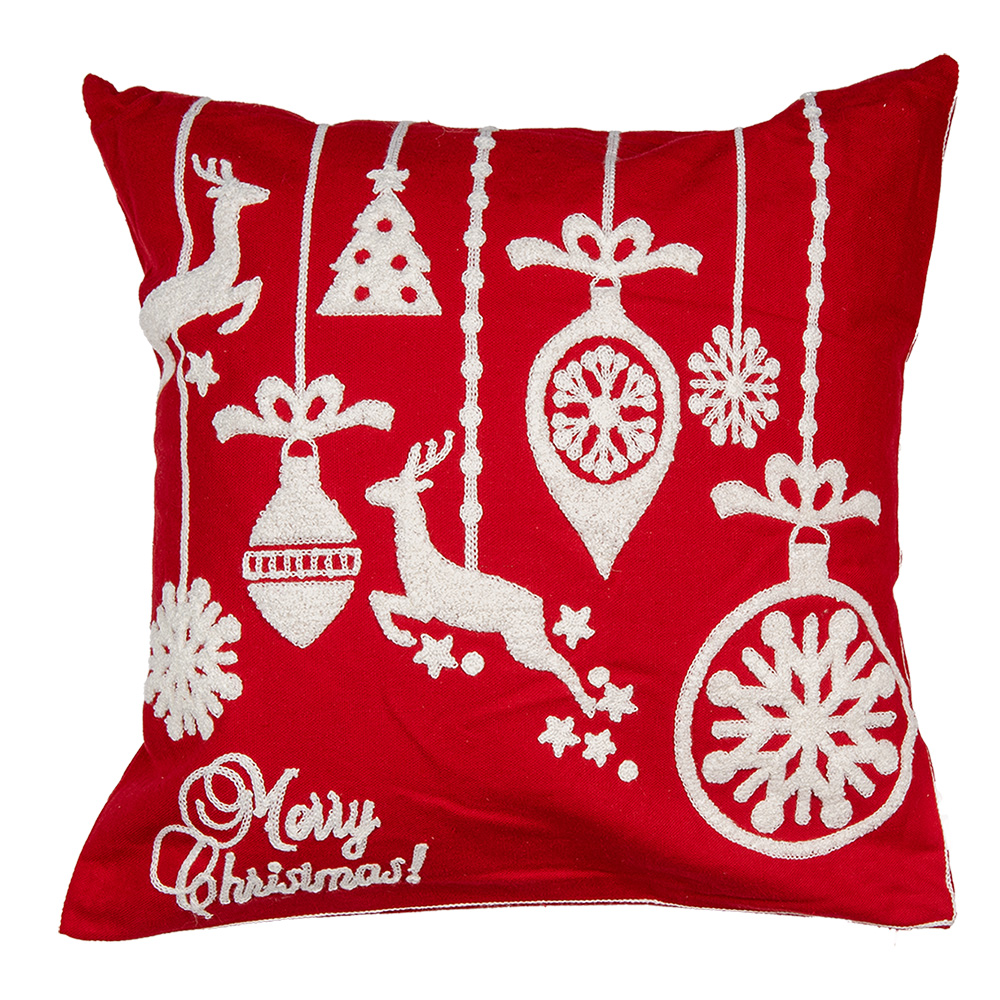 Clayre & Eef   | Kussenhoes Rood Wit 45x45 cm | KT021.355