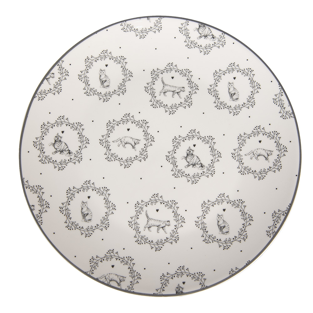 Clayre & Eef   | Servies Dinerbord Wit Grijs ø 20x2 cm | LGCDP