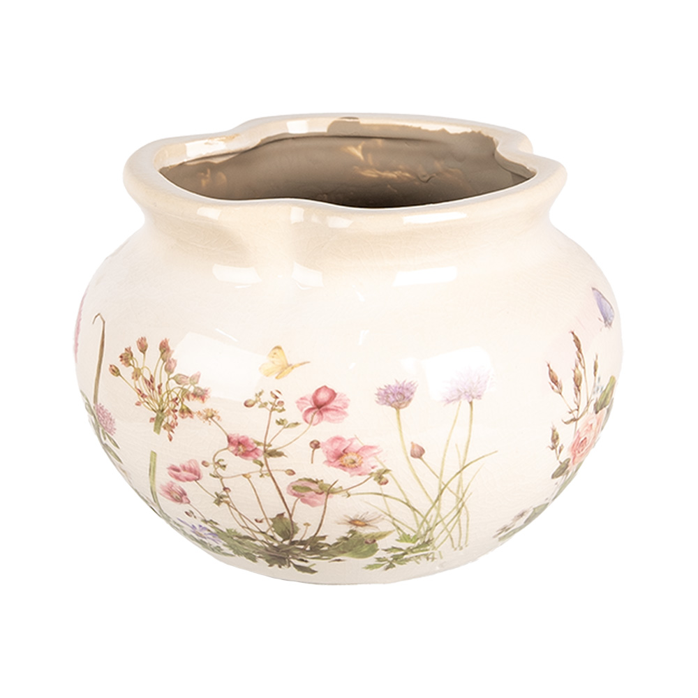 Clayre & Eef   | Bloempot Binnen Beige Roze ø 20x14 cm | 6CE1944M