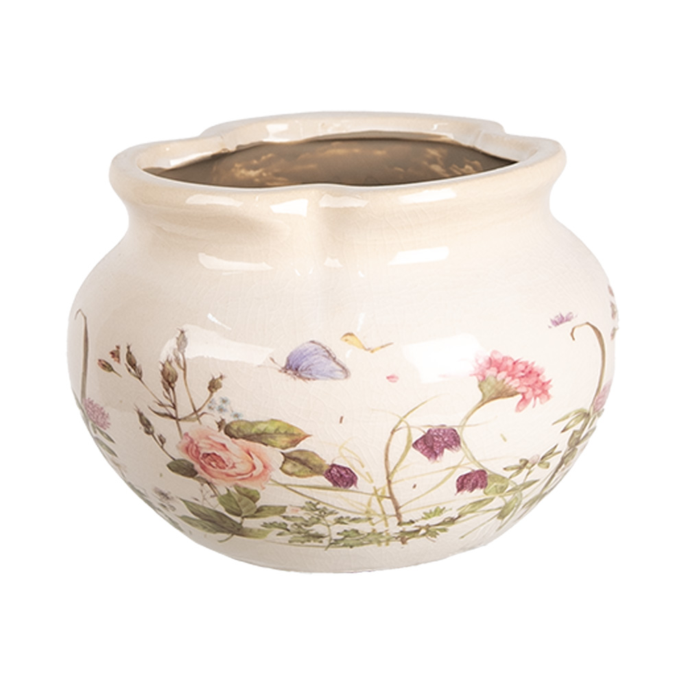 Clayre & Eef   | Bloempot Binnen Beige Roze ø 17x12 cm | 6CE1944S