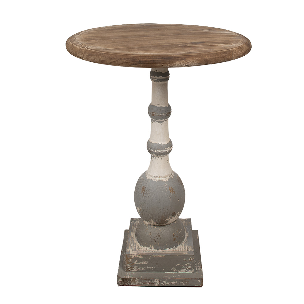 Clayre & Eef   | Bijzettafel Rond Bruin Beige ø 51x71 cm | 5H0689