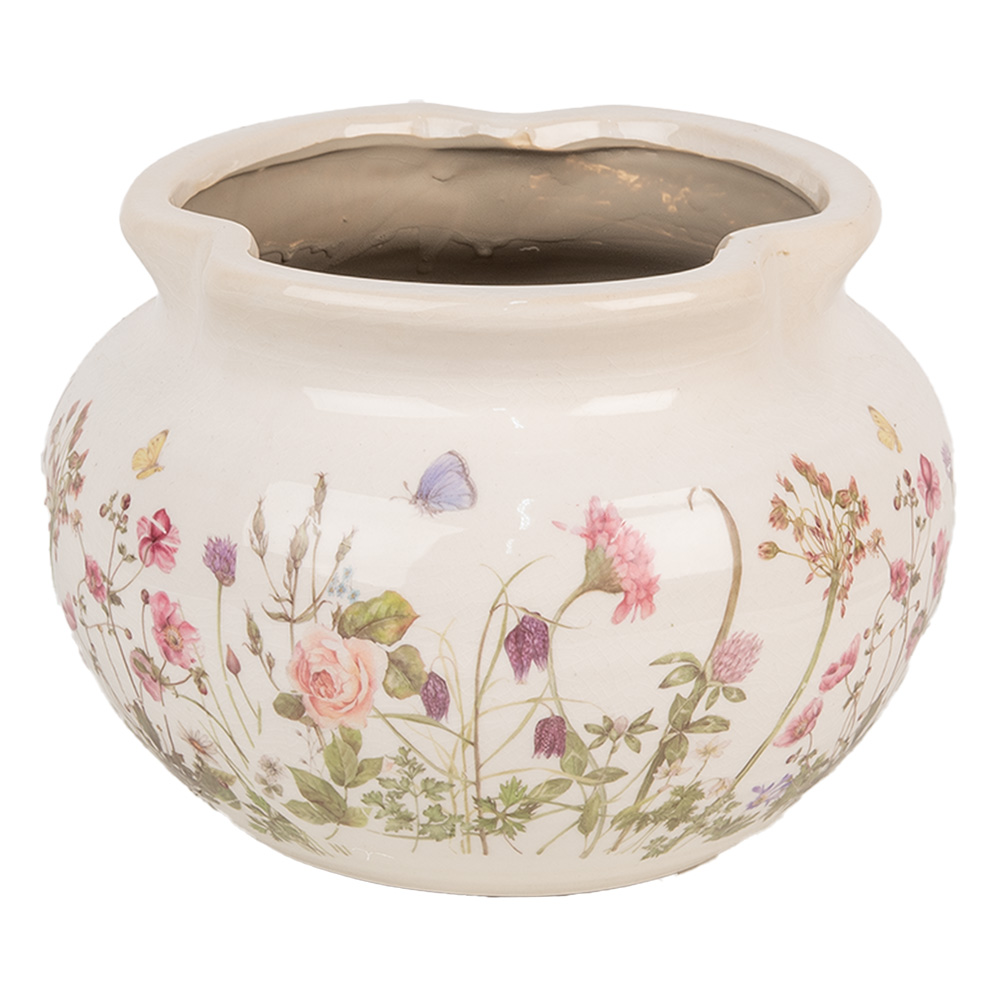 Clayre & Eef   | Bloempot Binnen Beige Roze ø 23x16 cm | 6CE1944L