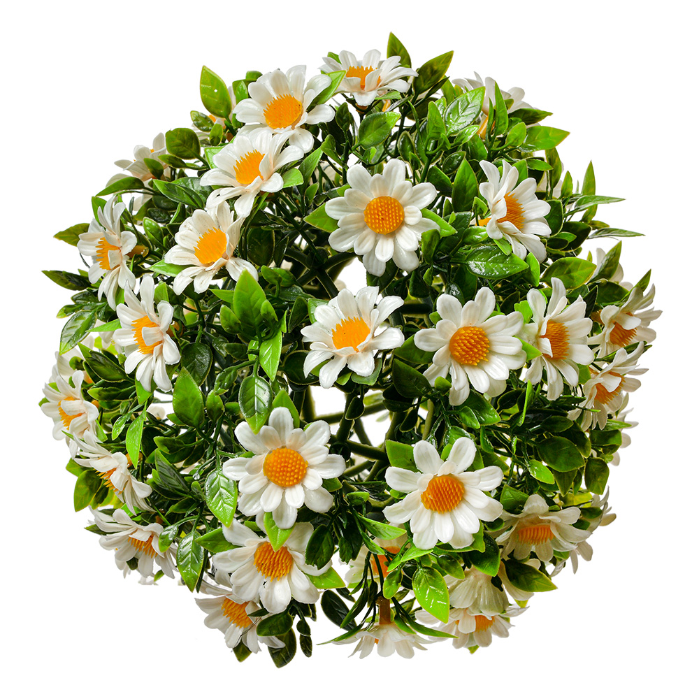 Clayre & Eef   | Decoratie bol kunstbloem Margriet Wit Groen ø 10 cm | 6PL0324S