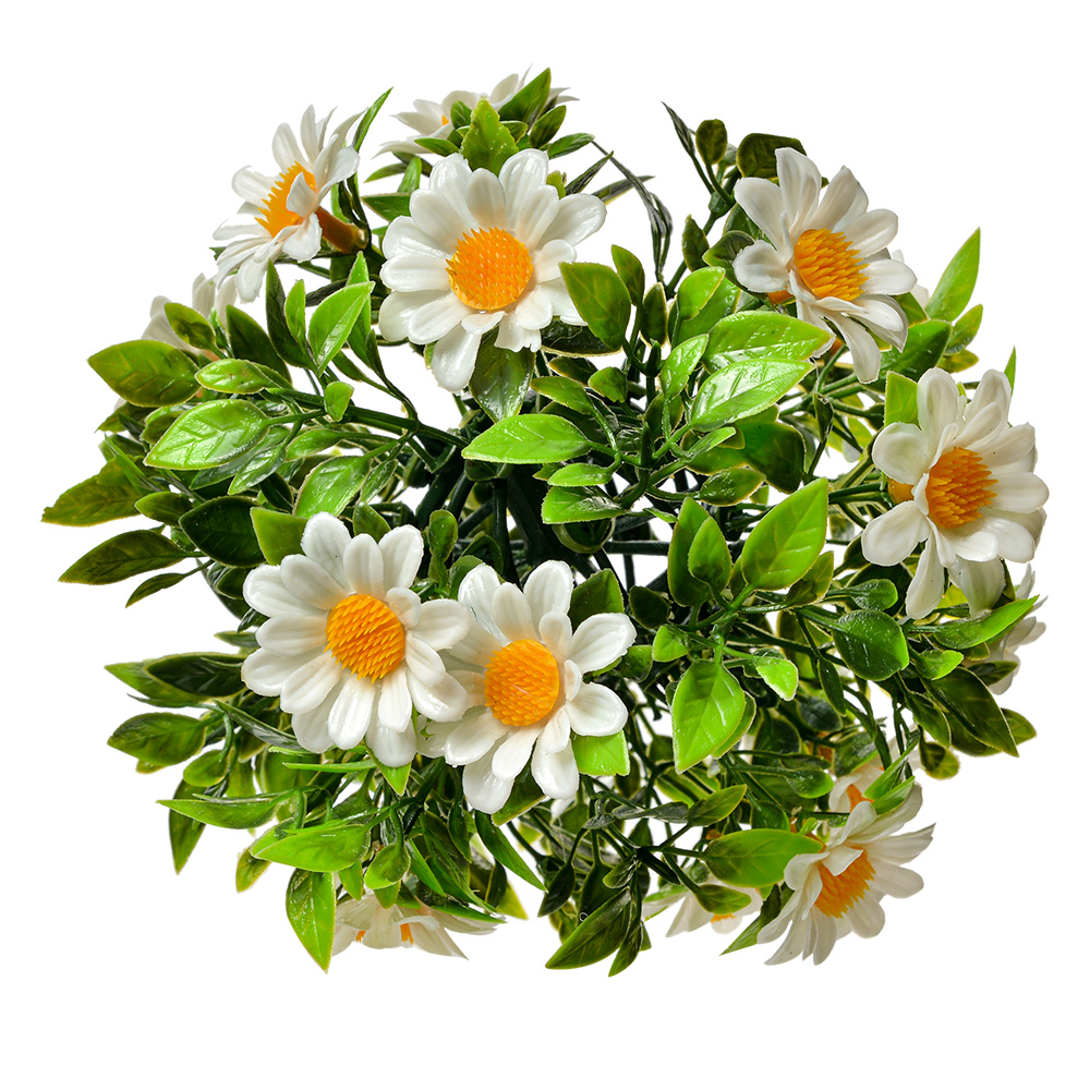 Clayre & Eef   | Decoratie bol kunstbloem Margriet Wit Groen ø 12 cm | 6PL0324XS