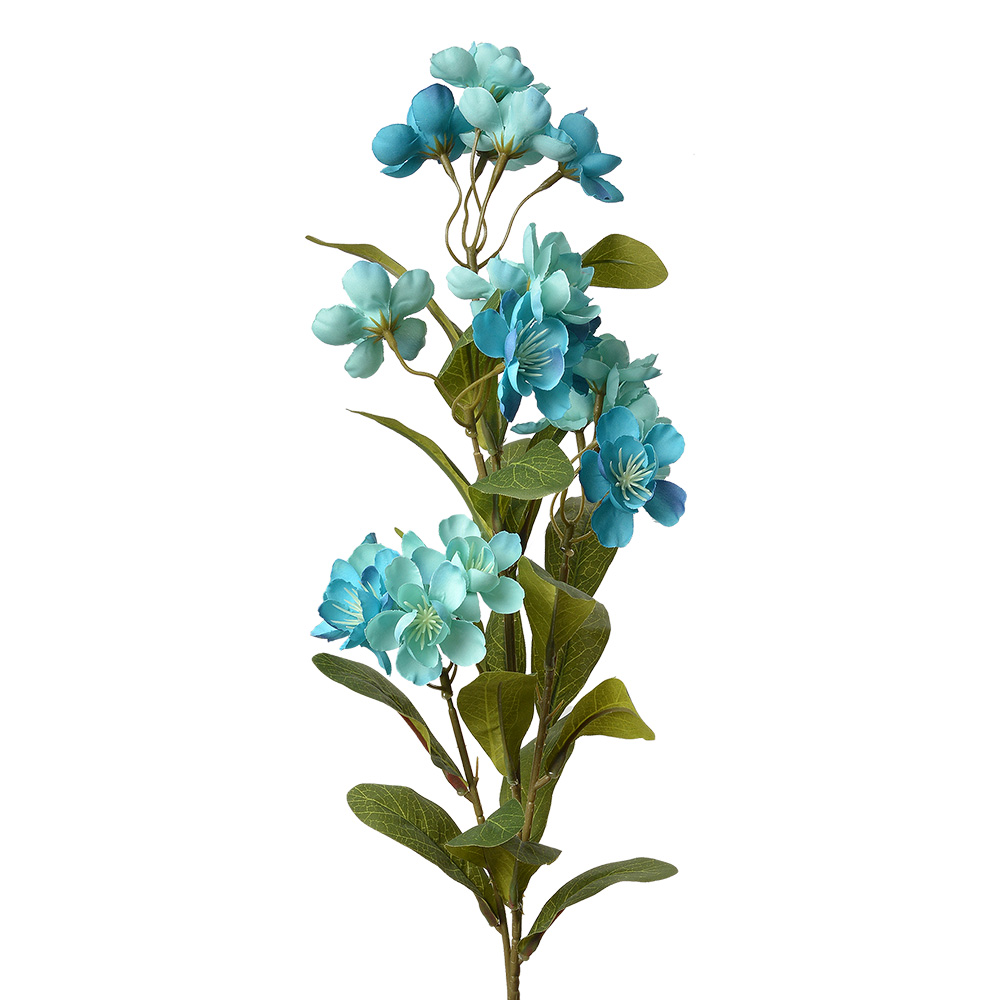 Clayre & Eef   | Decoratie tak met bloemen Blauw Groen 18x10x70 cm | 6PL0343BL