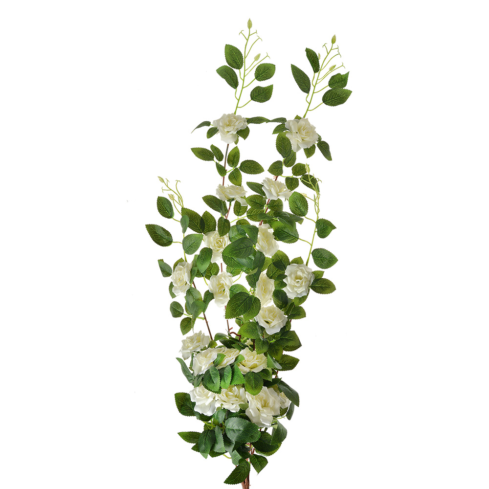 Clayre & Eef   | Decoratie tak met bloemen Wit Groen 25x15x87 cm | 6PL0346W