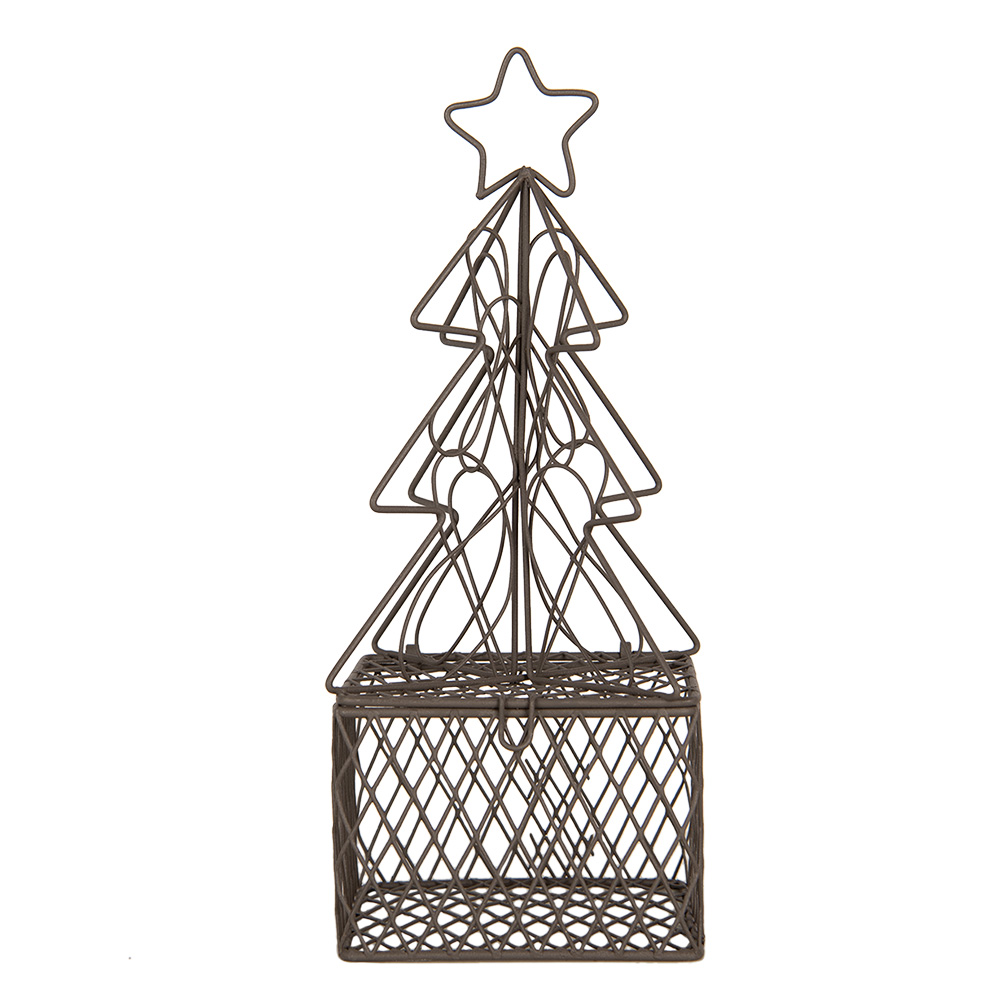 Clayre & Eef   | Kerstdecoratie Kerstboom Bruin 9x9x22 cm | 6Y5704