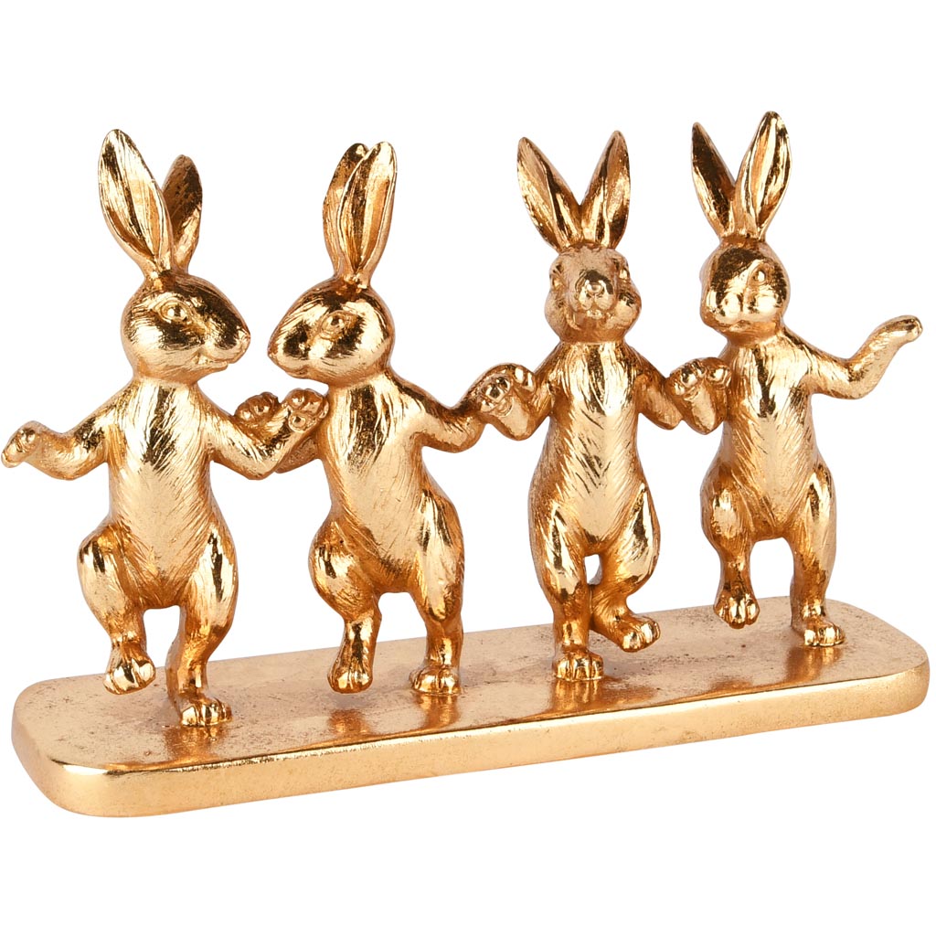 Dekoratief | Kwartet bunnies, goud, resina, 24x6x15cm | A250062