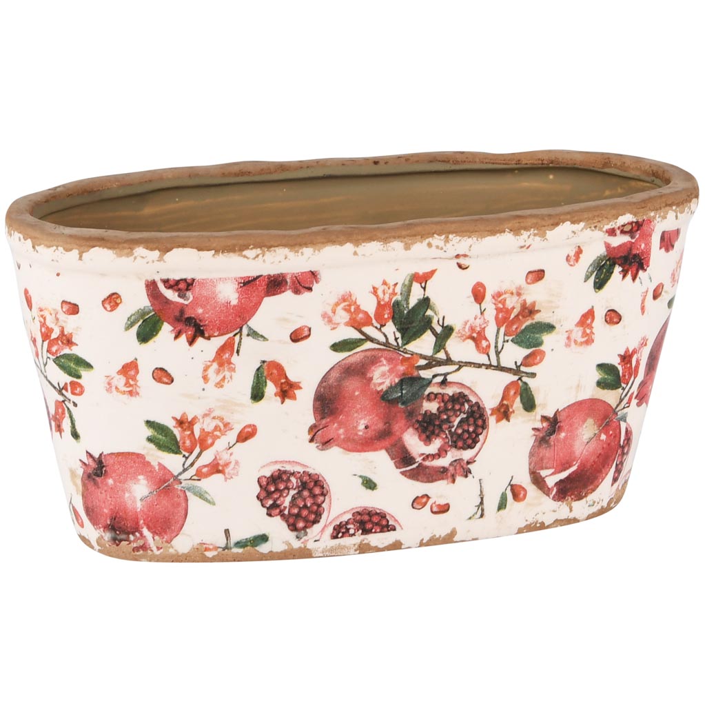 Dekoratief | Bloempot ovaal 'Pomegranate', keramiek, 23x11x11cm | A250354