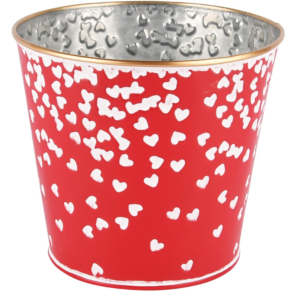 Dekoratief | Bloempot rond 'Hearts Rain', metaal, 13x13x12cm | A250617