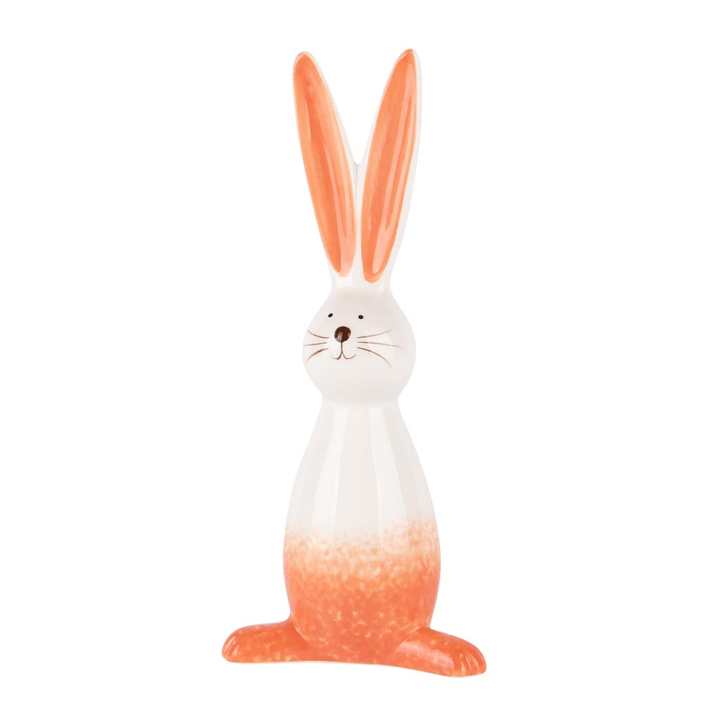 Dekoratief | Deco bunny staand, peach/wit, dolomiet, 8x5x18cm | A250762