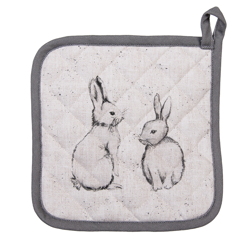 Clayre & Eef   | Pannenlap Beige Grijs 20x20 cm | BNS45