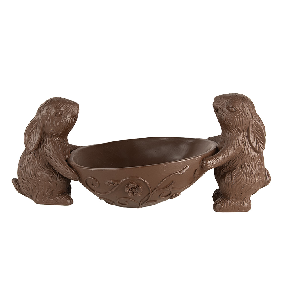 Clayre & Eef   | Decoratie Beeld Konijnen met ei Bruin 34x15x15 cm | 6PR5207